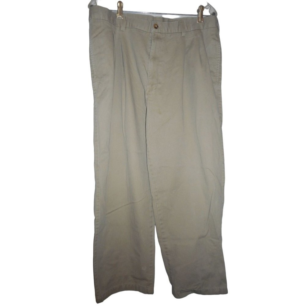 Beige Chino Style  Casual Pants Sz 38 100% cotton pleated front
